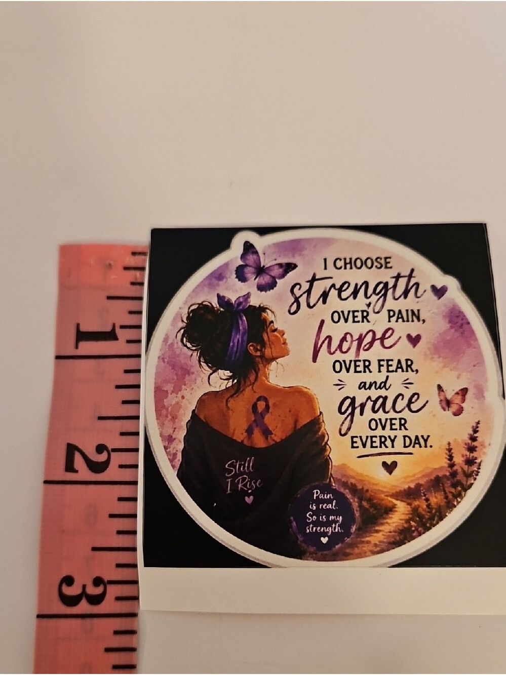 Handmade Chronic Pain Warrior Vinyl Sticker Hope Over Fear Purple Butterfly 3x3 - Picture 16 of 17